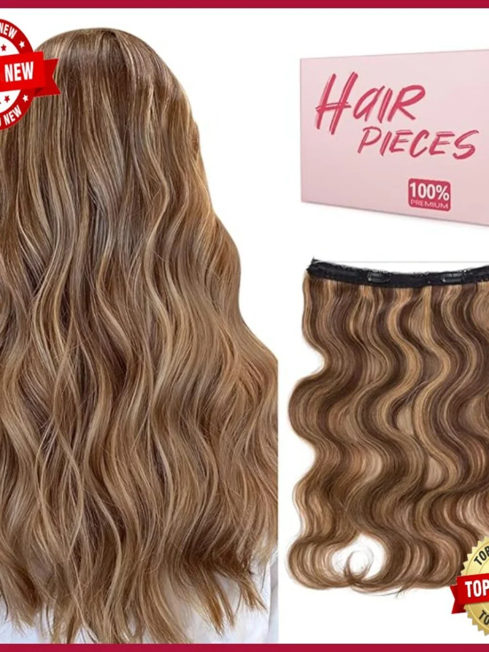 Halo Hair Extensions 100% Human Hair Wavy 16 Inch 65g Volume